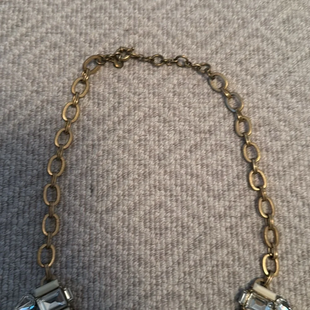 J.Crew Rhinestone and beige Faux Gems Gold Toned Necklace - Picture 3 of 4